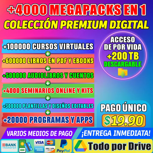 Pack Premium 🔥 ¡+4000 MEGAPACKS DIGITALES EN 1! 🔥COLECCIÓN PREMIUM DIGITAL😃
